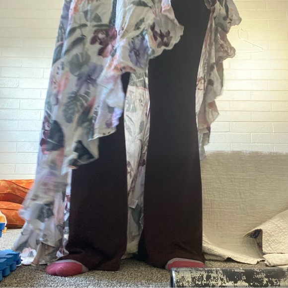 Asymmetrical Wrap Skirt Mini To Long Slit Leg Floral Ruffle Hem Textured S-XL - Picture 6 of 12